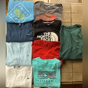 Men’s Hollister, Patagonia, North Face, and VV (L/S) T-Shirts.